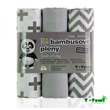 Bambusové pleny 70x70cm - šedé stříšky 3ks, T-tomi