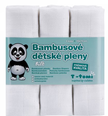 Bambusové pleny 70x70cm - bílé 3ks, T-tomi