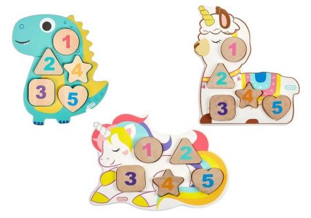 LITTLE TIKES - Wooden Critters Dřevěné puzzle s čísly, 3 druhy