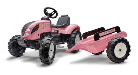 FALK - šlapací traktor 1058AB Pink Country Star s přívěsem - růžový