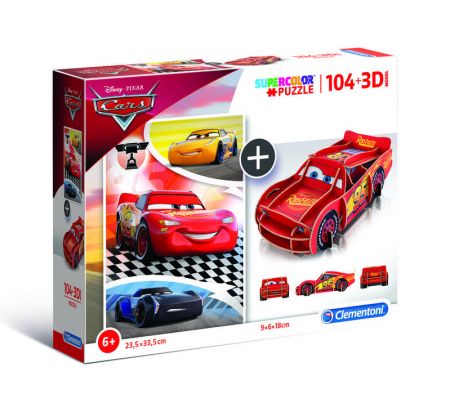 CLEMENTONI - Puzzle model 104+3D Cars