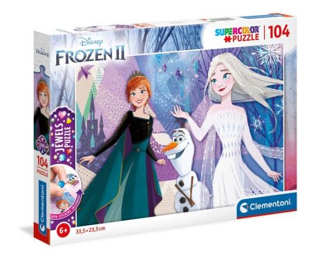 CLEMENTONI - Puzzle 104 Frozen s ozdobami