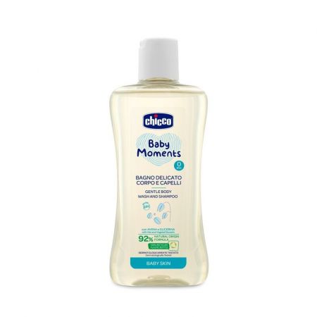 CHICCO - Šampon jemný na vlasy a tělo Baby Moments 92 % přírodních složek 200 ml