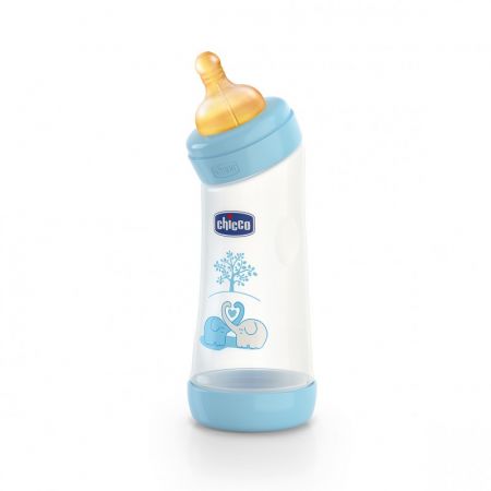 Chicco - Láhev zahnutá bez BPA Well-Being kaučukový dudlík modrá 250ml