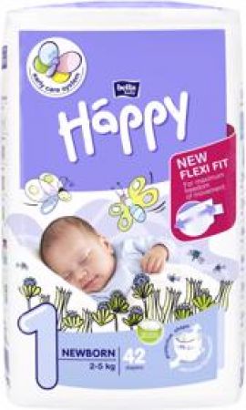 BELLAHAPPY -   Newborn 1 (2-5 kg) 42 ks - jendnorázové pleny