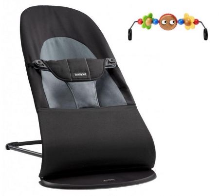 BABYBJORN - Lehátko Balance Soft s hračkou Black/Dark Grey