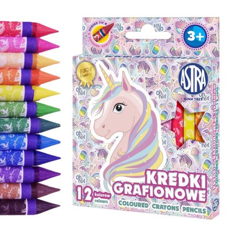 ASTRA - Dětské grafitové barvičky bez dřeva UNICORN, sada 12ks, 316121009