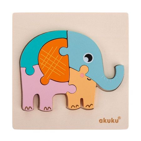 AKUKU - Dětské vkládací puzzle Sloník