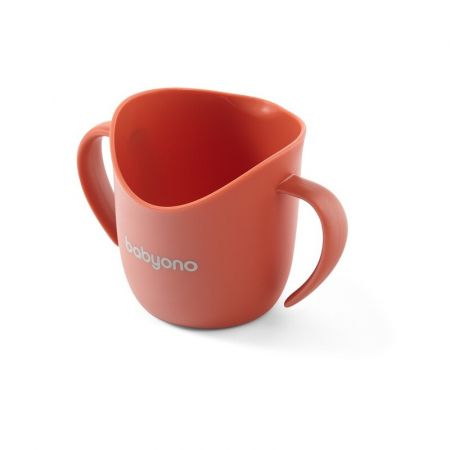 BABYONO - Hrnek ergonomický s oušky 120 ml coral 12m+