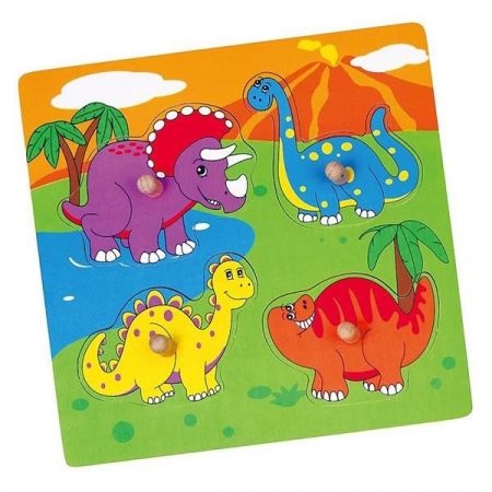 VIGA - Dřevěné puzzle s úchyty pro nejmenší Viga Dino