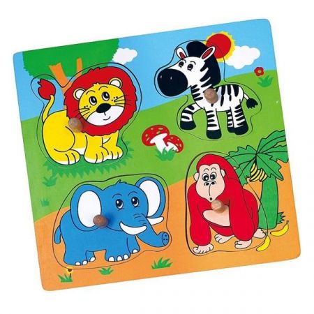 VIGA - Dřevěné puzzle s úchyty pro nejmenší Viga ZOO