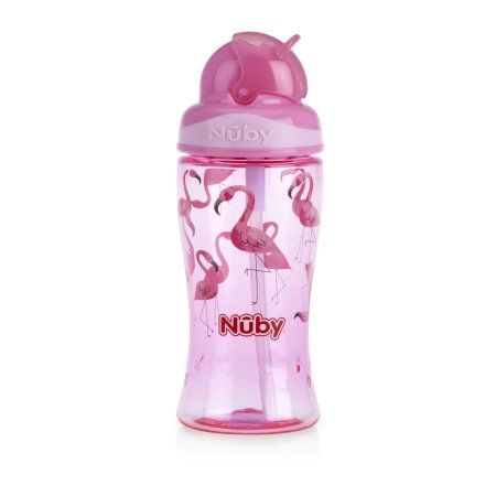 Nuby Hrnek netekoucí se sklápěcím brčkem 360 ml-růžová