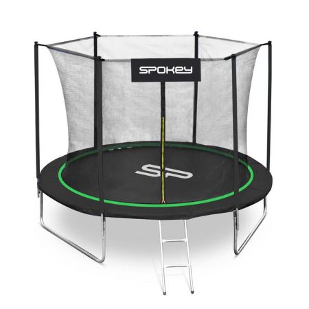 SPOKEY - JUMPER Trampolína černo-zelená, průměr 244 cm, včetne ochranné sítě a žebříku