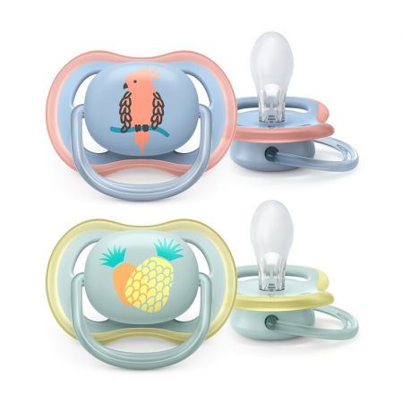 PHILIPS AVENT - Šidítko Ultra air Obrázek 0-6m chlapec (papoušek), 2 ks