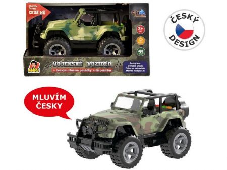 MADE - Jeep vojenský, na setrvačník, s reálným hlasem posádky