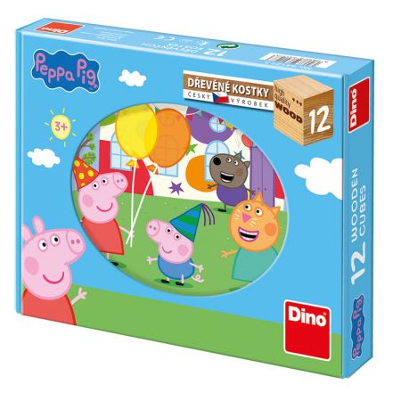 DINO - Dřevěné kostky Peppa Pig - 12 kostek