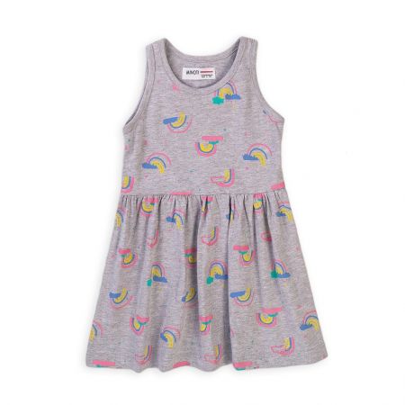 Šaty dívčí bavlněné, Minoti, 6TDRESS 12, šedá - 92/98