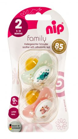 NIP FAMILY šidítko kaučuk, 5-18m, 2ks, holka (elephant/fox)