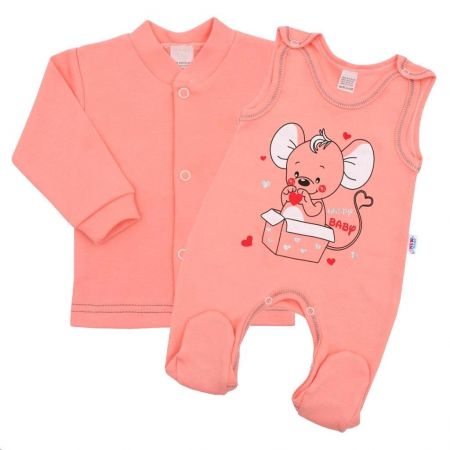 Kojenecká soupravička New Baby Mouse lososová 80 (9-12m)