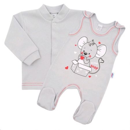 Kojenecká soupravička New Baby Mouse šedá 80 (9-12m)