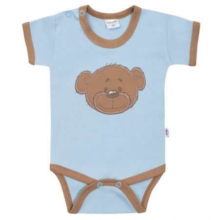 Kojenecké bavlněné body s krátkým rukávem New Baby BrumBrum blue brown 86 (12-18m)