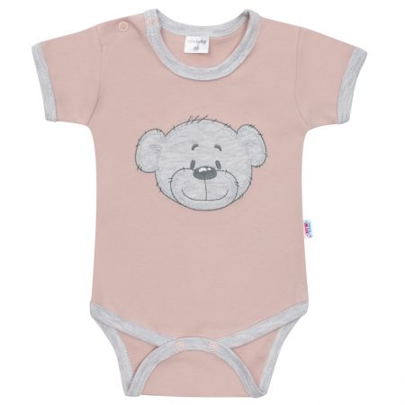 Kojenecké bavlněné body s krátkým rukávem New Baby BrumBrum old pink grey 86 (12-18m)