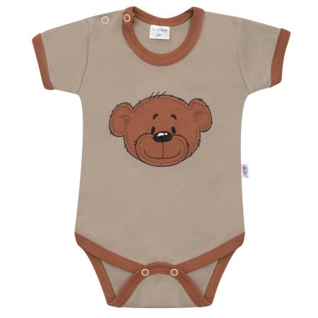 Kojenecké bavlněné body s krátkým rukávem New Baby BrumBrum latte brown 86 (12-18m)