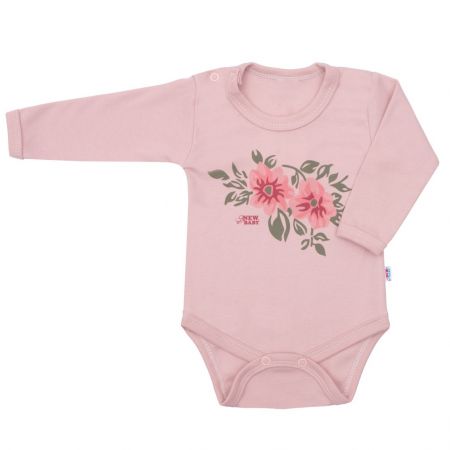 Kojenecké body s dlouhým rukávem New Baby Flowers růžové 80 (9-12m)