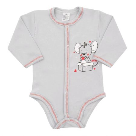 Kojenecké celorozepínací body New Baby Mouse šedé 68 (4-6m)