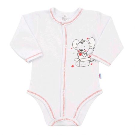 Kojenecké celorozepínací body New Baby Mouse bílé 68 (4-6m)