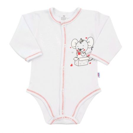 Kojenecké celorozepínací body New Baby Mouse bílé 62 (3-6m)