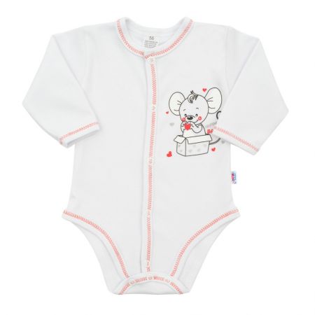 Kojenecké celorozepínací body New Baby Mouse bílé 56 (0-3m)