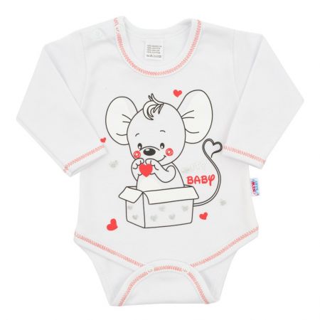 Kojenecké body s dlouhým rukávem New Baby Mouse bílé 86 (12-18m)