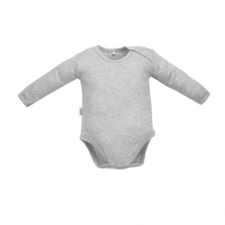 Kojenecké body s dlouhým rukávem New Baby Pastel šedý melír 86 (12-18m)