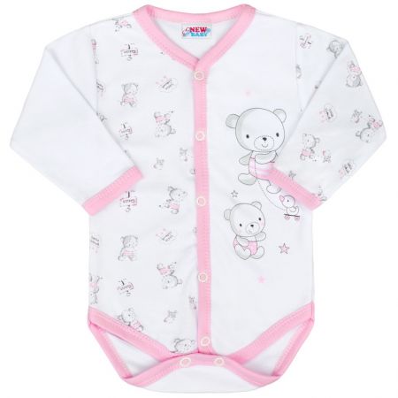 Kojenecké celorozepínací body New Baby Bears růžové 68 (4-6m)