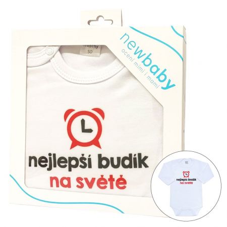 Body s potiskem New Baby nejlepší budík na světě - dárkové balení 50