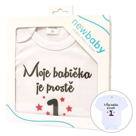 Body s potiskem New Baby Moje babička je prostě jednička - dárkové balení 74 (6-9m)