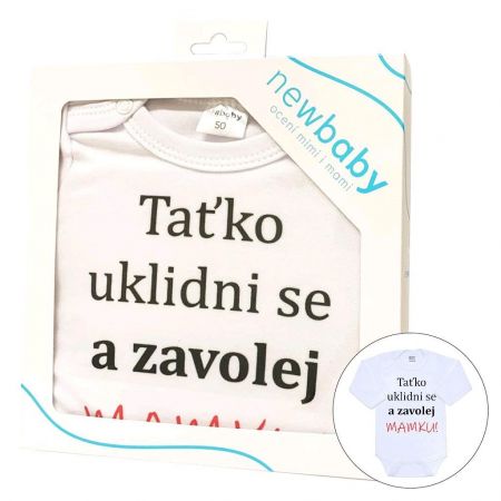 Body s potiskem New Baby a zavolej MAMKU! - dárkové balení 80 (9-12m)