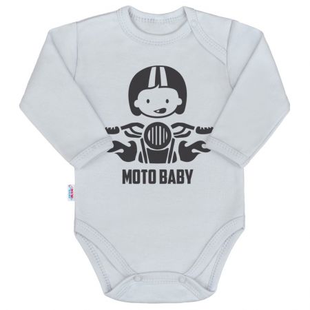 Body s potiskem New Baby Moto baby šedé 56 (0-3m)