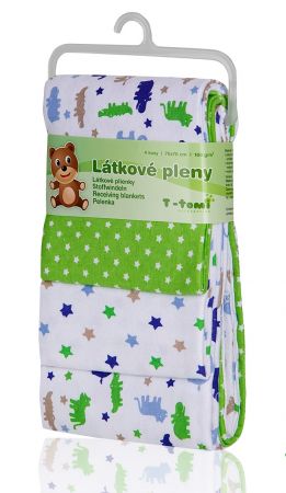 Látkové pleny - zelení krokodýli 4ks, T-tomi