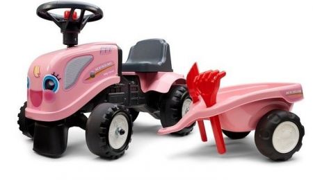 FALK - Odrážedlo 288C Baby Girls New Holland T7 s vlečkou a lopatkou s hrabličky