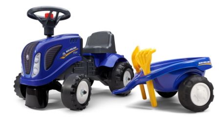 FALK - Odrážedlo 280c Baby New Holland T7 s vlečkou a lopatkou s hrabičky