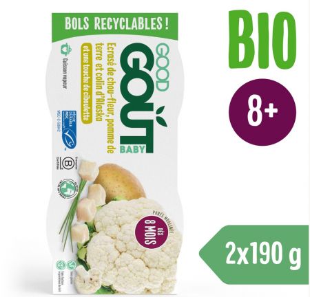 Good Gout BIO Treska pestrá s květákem a brambůrky (2x190 g)