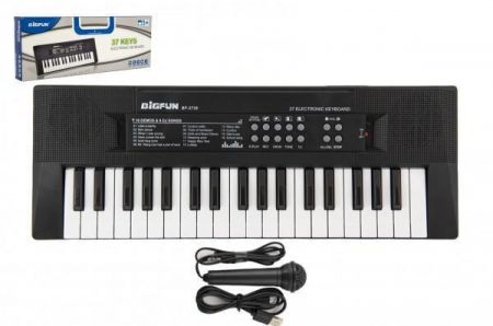 Teddies Pianko 37 kláves plast napájení na USB + mikrofon 40 cm